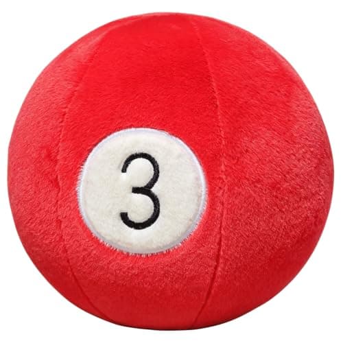 Simulated Billiard Ball Stuffed Pillow, Soft Rabbit Plush Round Cushion Red Red