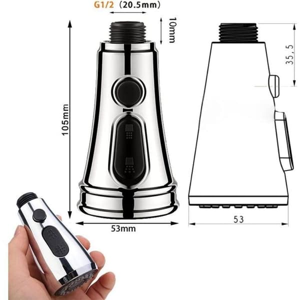 Modes Kitchen Faucet Sprayer, Pull-Out Sink Sprayer G1/2 Kitchen Faucet Head Sprayer Replacement for Bathroom Sink