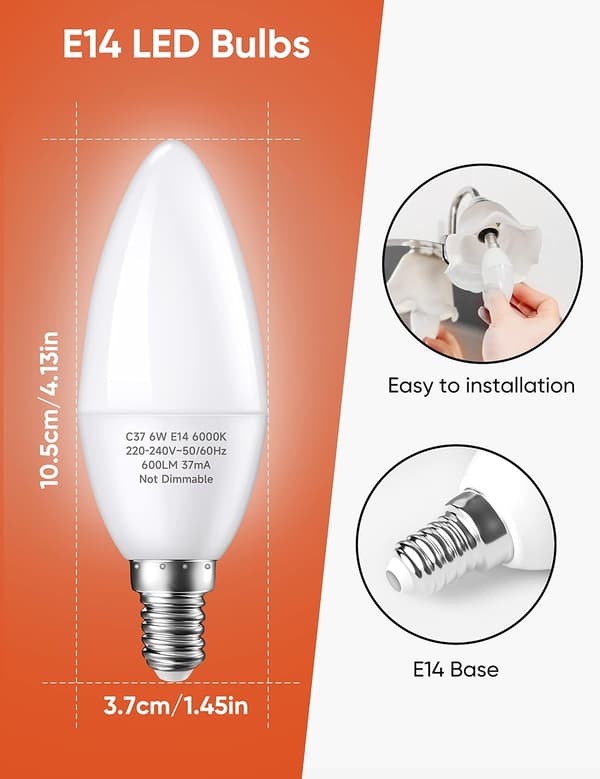 E14 LED-pærer, LED E14-lyskilde kold hvid 6500K, 5w 60-FX-