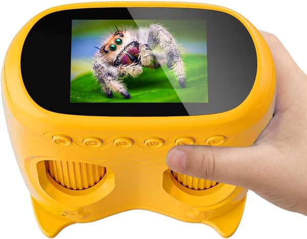 Digital Microscope and 5cm Binoculars, Outdoor Scientific Exploration for Children from 3 Years (Orange)