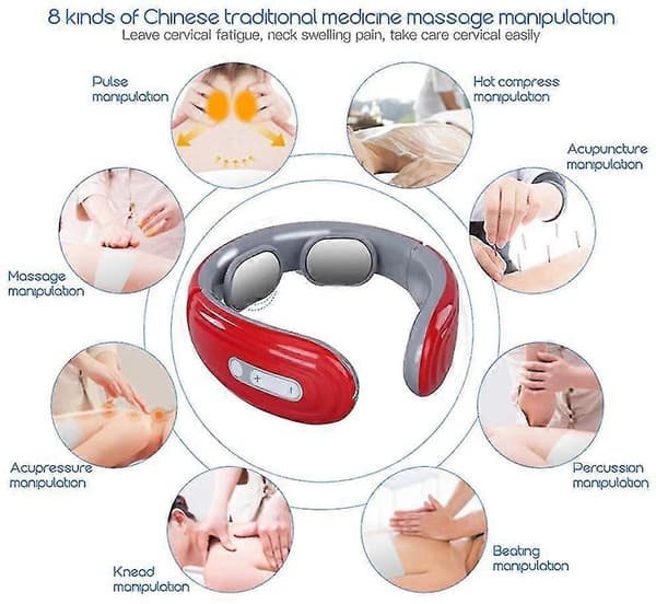 Nakkemassager, Smart Trådløs Bærbar 3D Nakkemassageapparat, Dybdevarmende
