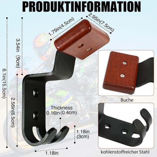 Motorcycle Helmet Holder, Shelf with Hook for Hanging Motorcycle Helmet and Motorcycle Jacket