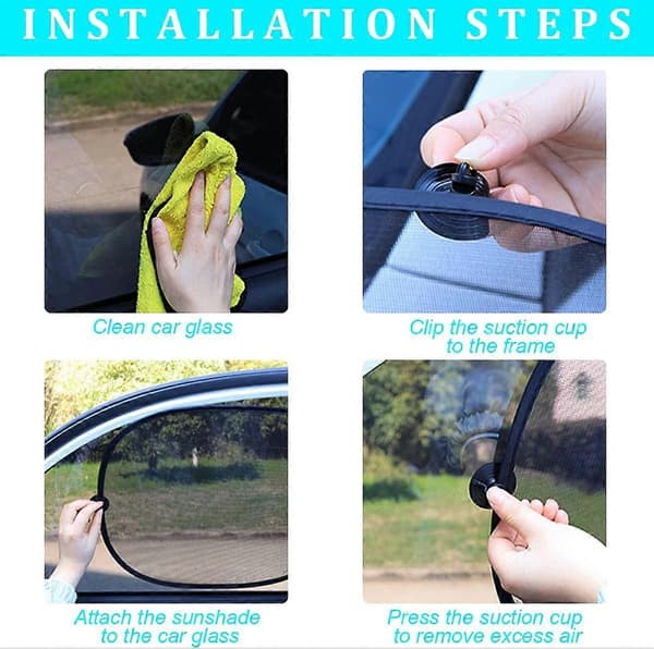 Car Rear Sunshade with Suction Cup, UV Protection for Car Rear Window, Rear Window Sunshade Net