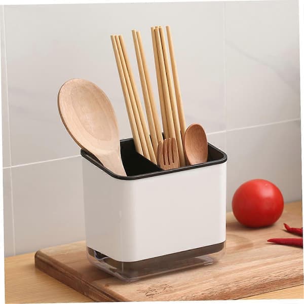 Kitchen Utensil Organizer with Removable Drain Tray, Multifunctional Chopstick Holder for Countertop