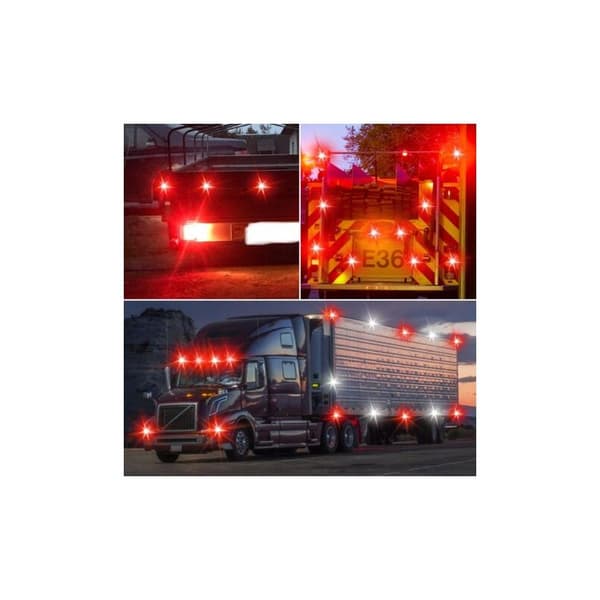 LED Side Marker Light Package, 12-24V, White, Red, Double-Sided Warning Lights, Parking Lights for Truck Trailer, Marker Lights