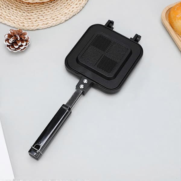 Sandwich Maker Double-Sided Nonstick Panini Press with Ergonomic Handle for Stovetop Cooking