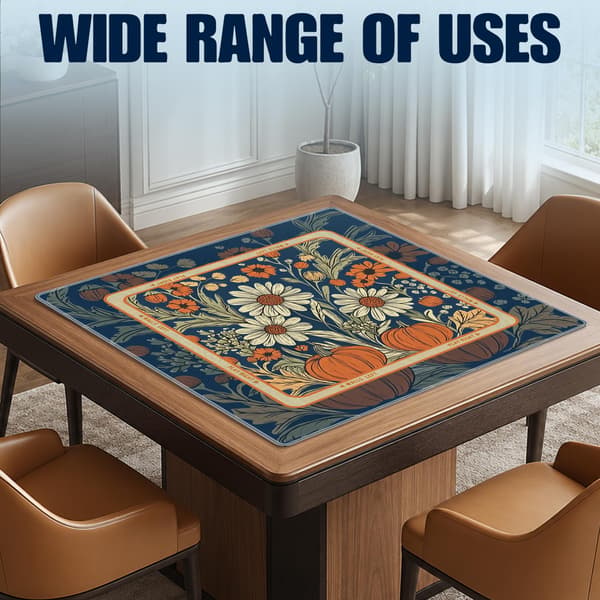 Marineblå høstblomstret Mahjong-matte for bord 31,5\" x 31,5\" Navy Blue