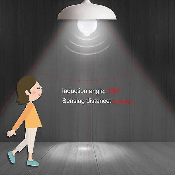 E27 Smart Sensor Nat LED-lampe Smart PIR Bevægelsessensorlampe til trappe, toilet, veranda, garage, balkon, badeværelse