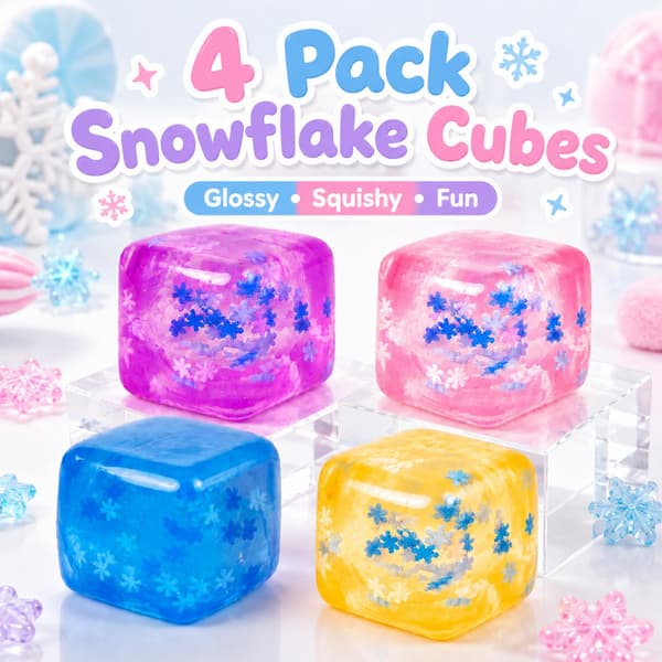 4 st Ice Cube Squishy Leksaker med snöflingor, Långsamt stigande stresskuber 4 Ice Cube 4 Ice Cube
