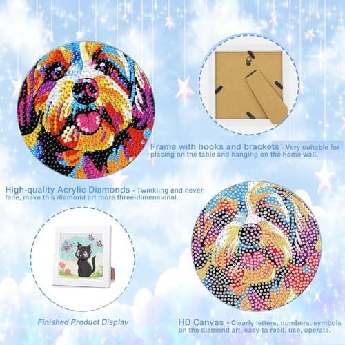 bleihum Hund Diamantkunstsett for barn 8-12 år med ramme (7x7 tommer) CC1069-US CC1069-US