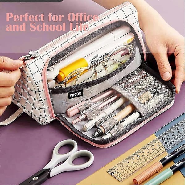 Canvas Large Capacity Portable Pencil Case for Girls, Waterproof School Pencil Case with Handle for