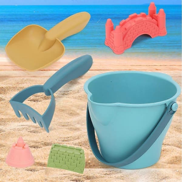 Barn Sandslott Form Leksak - DIY Sommar Kust Utomhus Sandleksak Blå hink Blue bucket