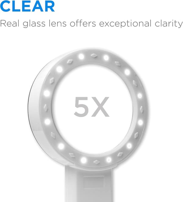 5x High Power Magnifier with Light, 90mm Distortion-Free