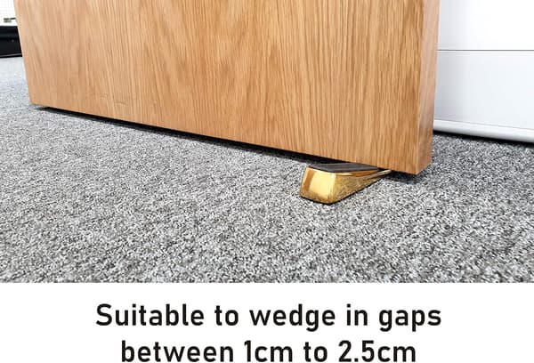 Decorative Brass Door Stop with Rubber, Wedge, Non-Slip