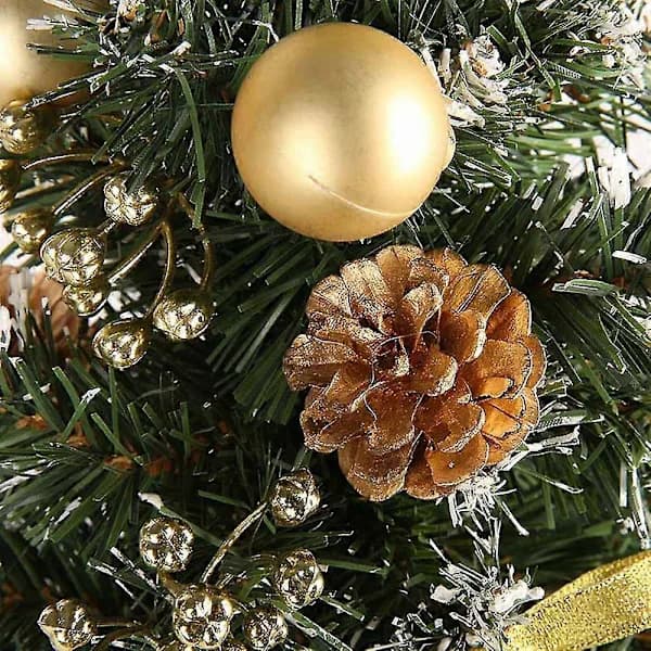 Small Christmas Tree with Lights, 40cm Pre-lit Christmas Tree Battery Operated for Christmas Home School Office Decorations Gold