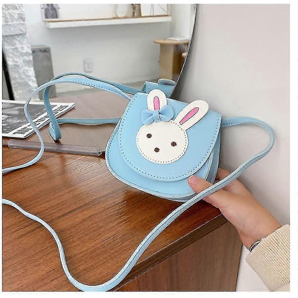 Sløyfe Crossbody Veske, PU Skulderveske for Barn Jenter Småbarn Blå