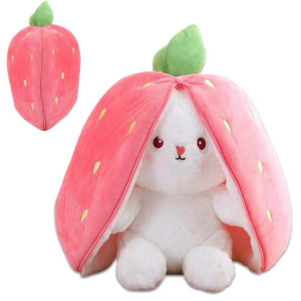 Påskehare-gåte Plysjdyr Myk Sovende Kosedyr for Barn Jordbærkanin Strawberry Rabbit