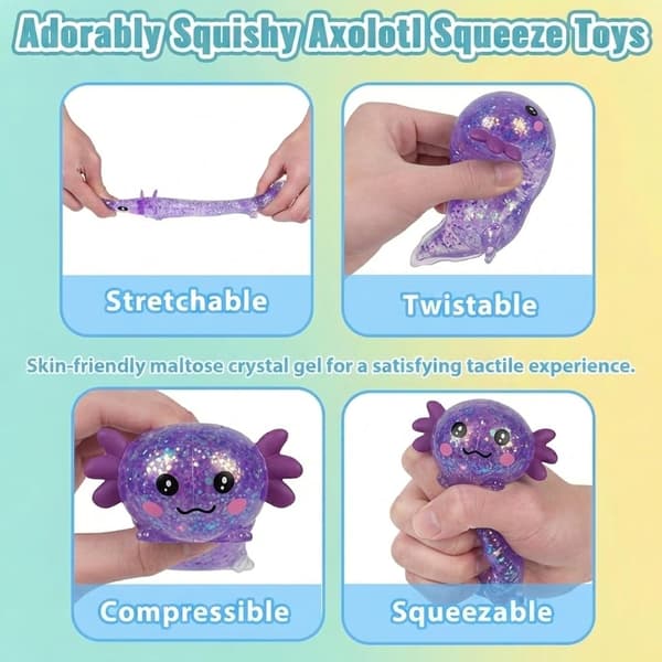 10 cm lilla glitterkrypende axolotl squishy som stiger sakte Purple