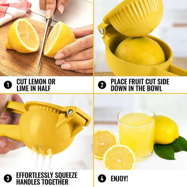 Metal Citrus Juicer - Handheld Lemon Squeezer - Easy-to-Use Citrus Press - Manual Press to Extract Maximum Juice - Gets Every Drop
