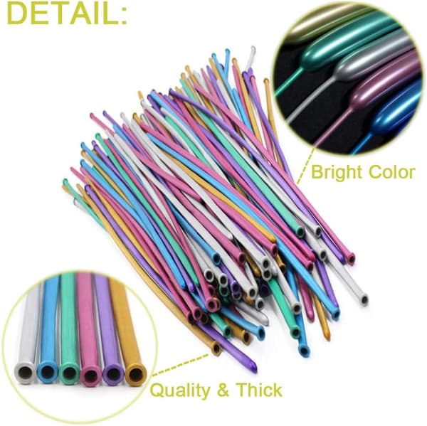 100-pack 260Q Metallic Latex Balloons for Twisting Animals and Flowers