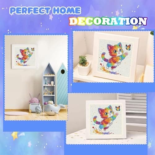 bleihum Kat Diamantkunstkit til børn 8-12 år med ramme 7x7tommer CC1068-US CC1068-US