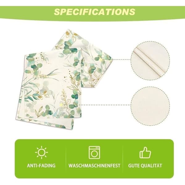 Eucalyptus Leaf Summer Table Runner, Spring Seasonal Kitchen Table Decoration Indoor Holiday Party Decor 40x140 cm