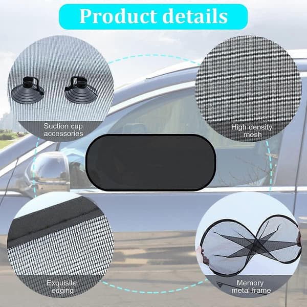 Car Rear Sunshade with Suction Cup, UV Protection for Car Rear Window, Rear Window Sunshade Net