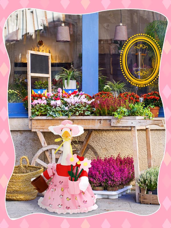 Outus Gartner Gåsedraktsett med Blonde Rosa Forkle og Solhatt Gartner Gardener