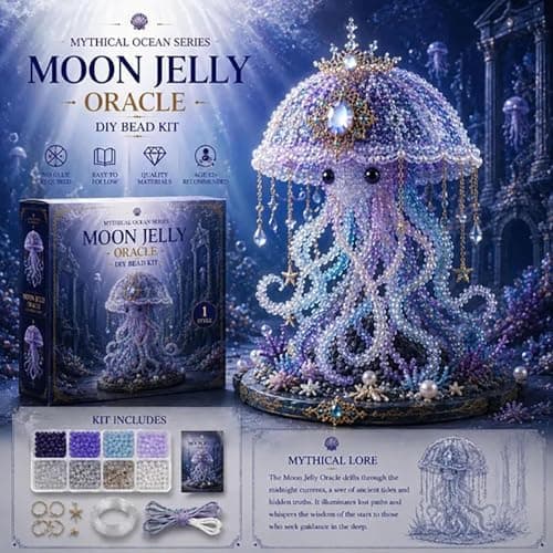 Mythical Ocean DIY Bead Kit for Beginners – 3D Beaded Animal Making Kit, 8 Unique Sea Creature Designs with Glass Beads and Pattern Guide Phoenix Phoenix