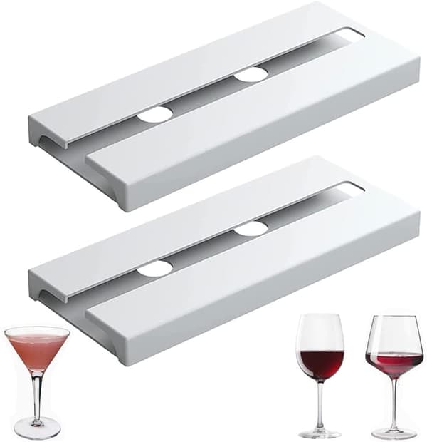 (White) 2 pcs hanging wine glass rack, hanging glass holder, W