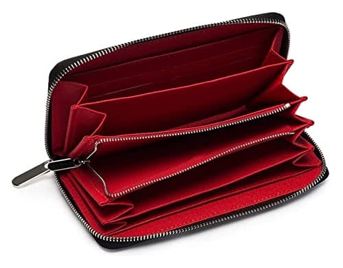 Tegnebog med krydsmønster, lang model, mode, lynlås, trend, must-have til rejser og fritid som gave-tegnebog (sort) Sort Black