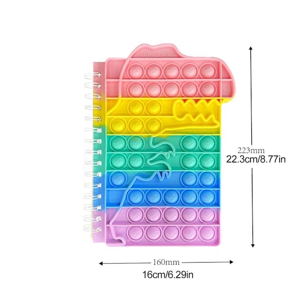 Press Bubble Notebook Toy Kids Stress Relief Silicone A5 Rainbow School Notebook