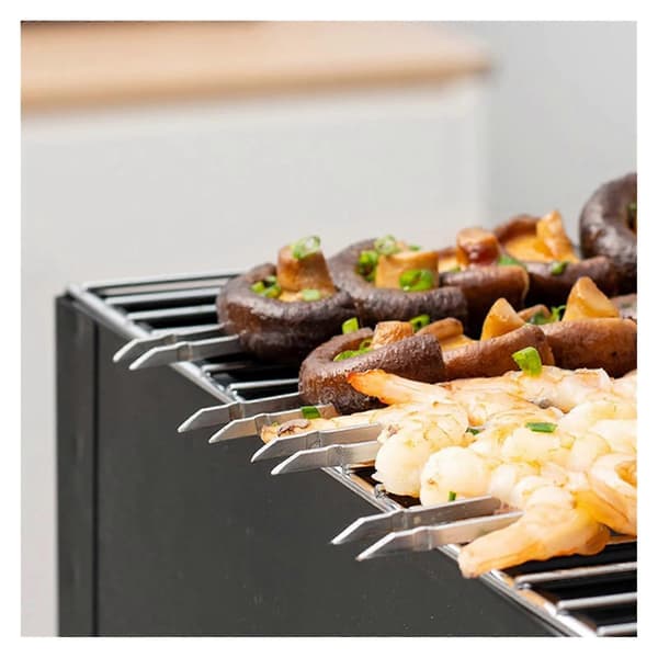 BBQ-gaffel i rustfritt stål, teleskopisk grillspyd for utendørs camping og grilling, 1 stk