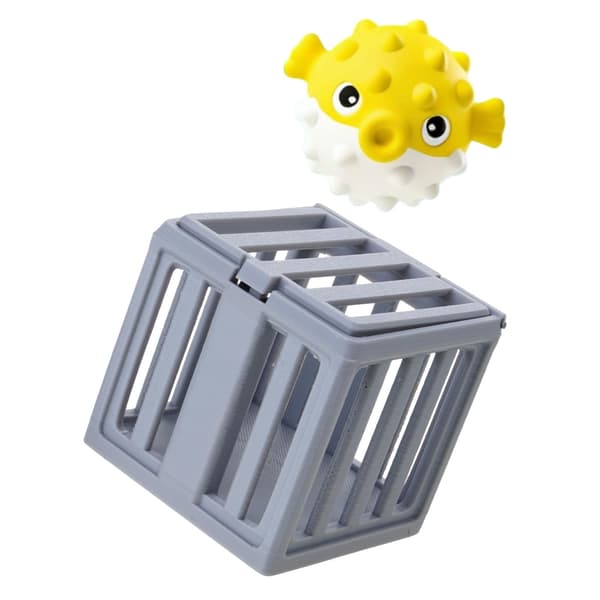 Interactive pool toy with diving cage and animals to encourage underwater exploration and team play while swimming Puffer Fish Puffer Fish