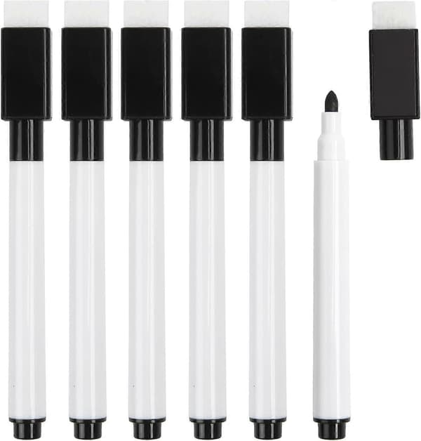 Whiteboardmarkörer, 20-pack Svarta Whiteboardpennor med Sudd Fin Spets Whiteboardpennor för Barn