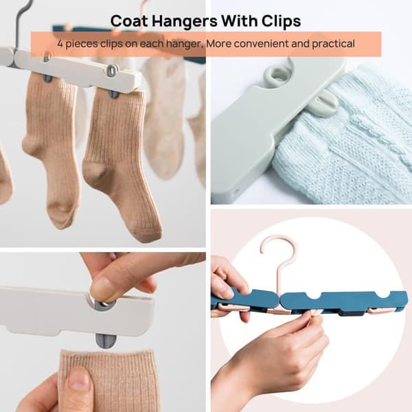 Suitcase Foldable Hangers with Clips, Portable Folding Hangers, Foldable Hangers for Clothes, Foldable Clothes Hangers