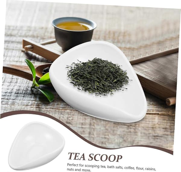 Porcelain Teaspoon, White Ceramic Spoon for Loose Tea with Ergonomic Grip, Easy to Clean