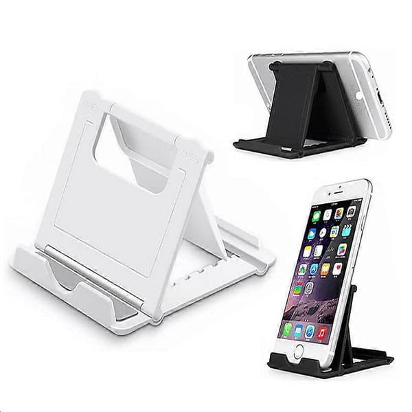 Foldable Cell Phone Stand for Desk, Compatible with All Phones, Black and White
