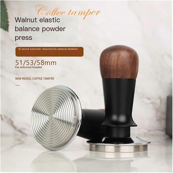 51 mm kaffetamper i rustfritt stål med fjærfunksjon og anti-offset flat bunn for espresso