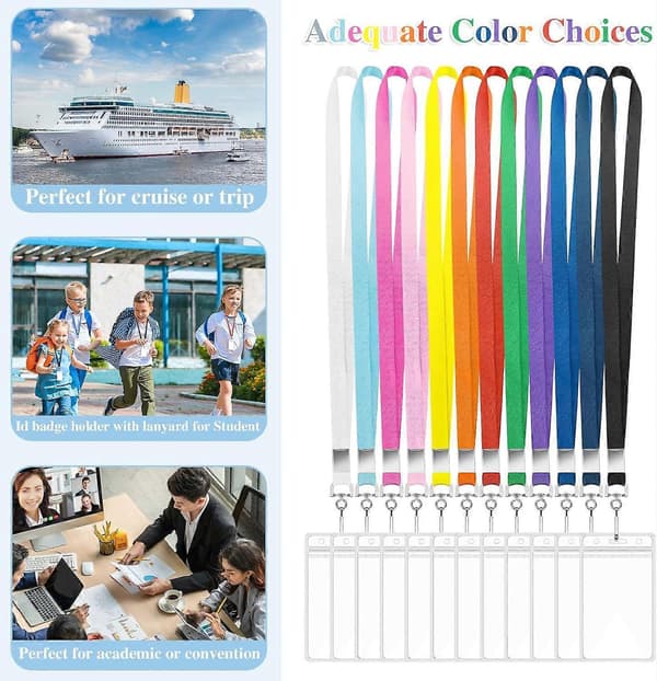 12-pack Cruise Lanyards with ID Card Holder, Durable Lanyard with Waterproof ID