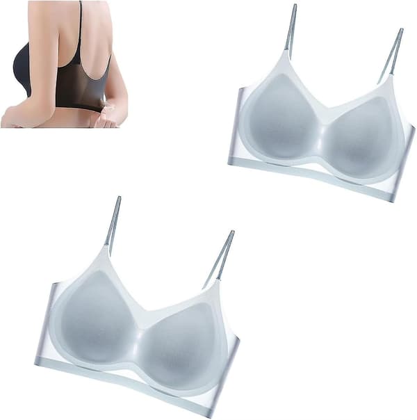 Breathable Seamless Ice Silk Bra Set (2 Pcs), Plus Size, Summer Comfort L Blue