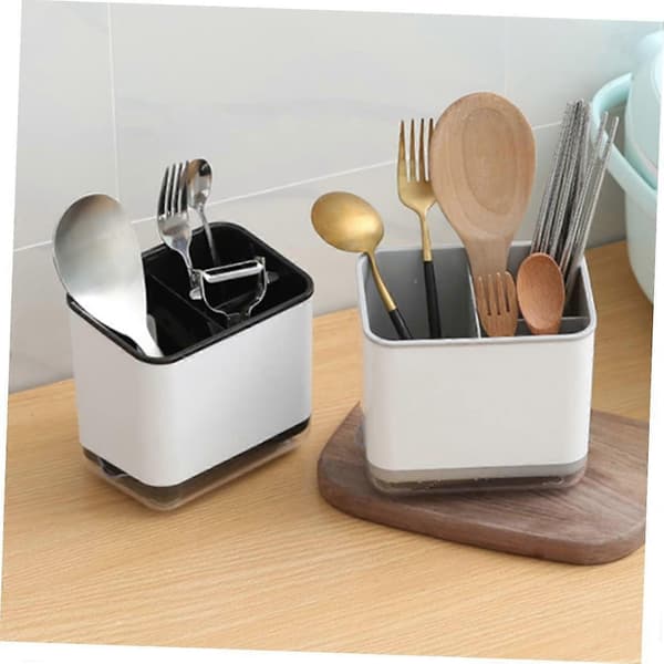 Kitchen Utensil Organizer with Removable Drain Tray, Multifunctional Chopstick Holder for Countertop