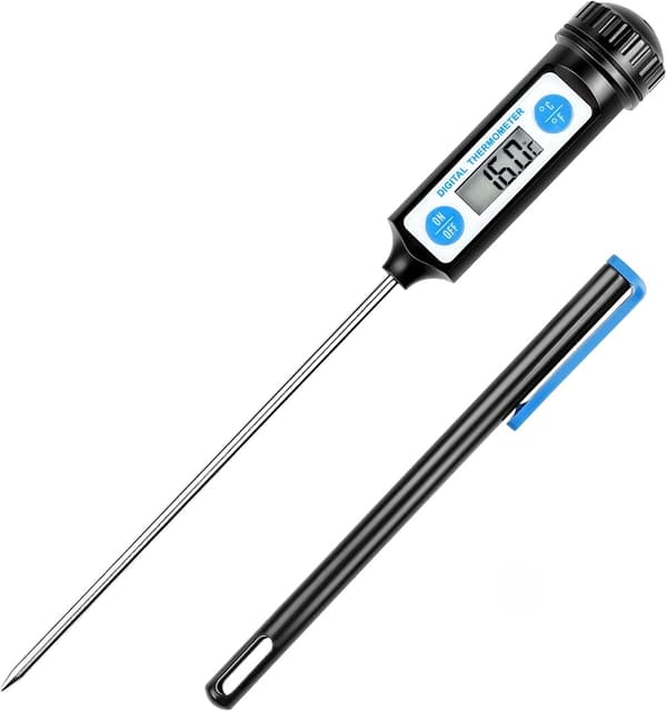 Madlavningstermometer, Køkkentermometer Digitalt Termometer med Lang Sonde og LCD-Display - blå