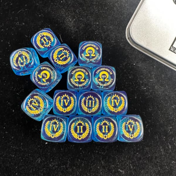 Limitless Warrior Blue Dice Set 20 Pieces, 16mm Resin with Storage Case Ultra Warrior Ultra Warrior
