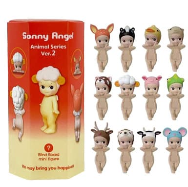 Enkel blindboks liggende englefigur dyrefrukt Sakura biltelefon skrivebordsdekorasjon