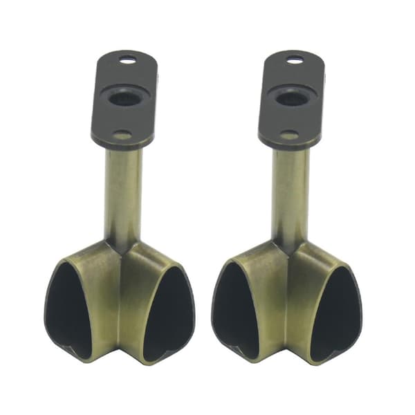 2 Pcs Ceiling Mounted Bracket Corner Wardrobe Rod Clothes Rail Lever Holder Qinhai 2 2