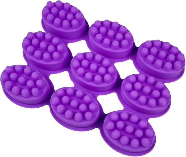 9-hulls silikonform for massasjesåpe, non-stick matkvalitet for håndlaget såpeproduksjon