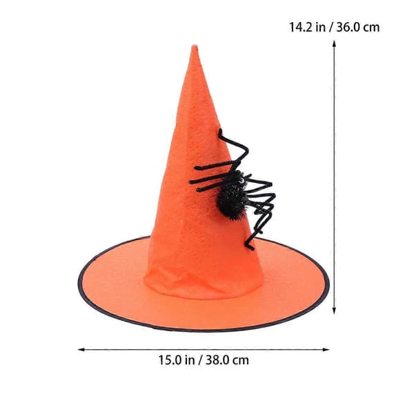 Trendy orange Halloweenhat til voksne, kegleformet, udklædningstilbehør, 1 sæt