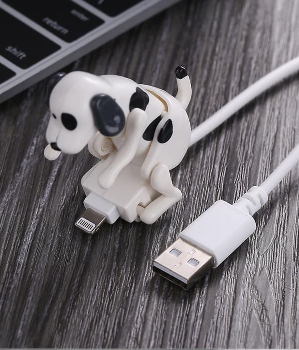 USB-kabel Rolig Humpende Hund Lader For iPhone Og Mer, Flyttende Flekkete Hund Hurtiglader USB-kabel