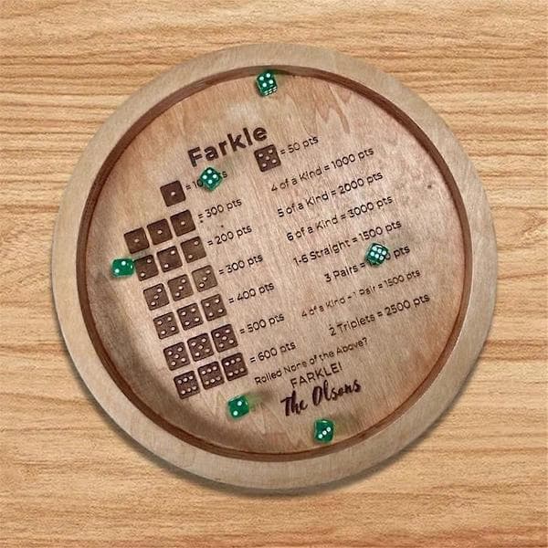 Træbakke til Farkle Klassisk Terningespil, Farkle Terningebakke, Farkle Klassisk Terningespil, Terningebakke